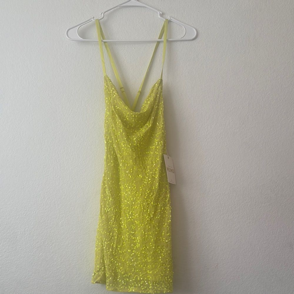 Show Me Your MuMu Suzanna Slip Dress In Lime Sequins NWT - Picture 5 of 7